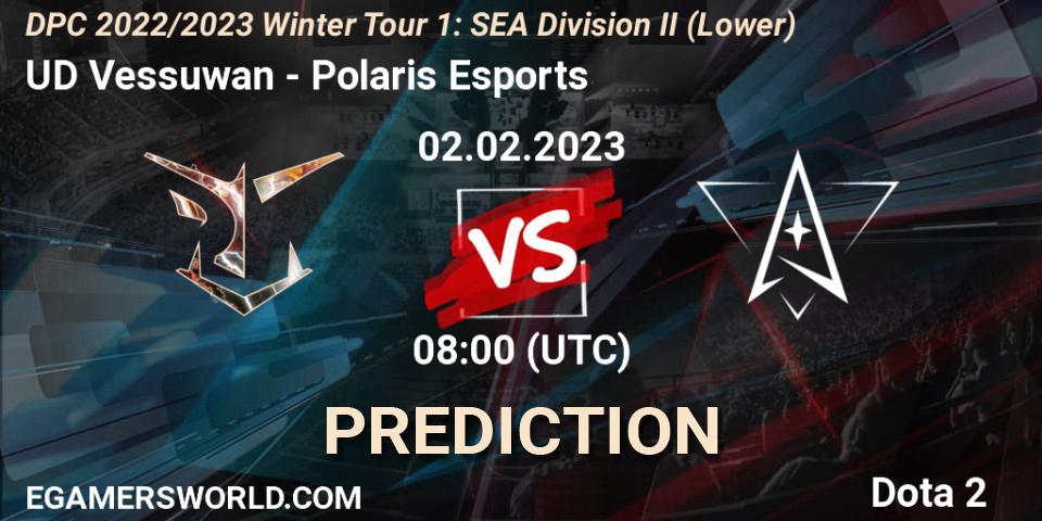 UD Vessuwan vs Polaris Esports: Betting TIp, Match Prediction. 03.02.23. Dota 2, DPC 2022/2023 Winter Tour 1: SEA Division II (Lower)