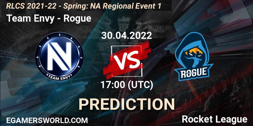 Team Envy vs Rogue: Betting TIp, Match Prediction. 30.04.22. Rocket League, RLCS 2021-22 - Spring: NA Regional Event 1