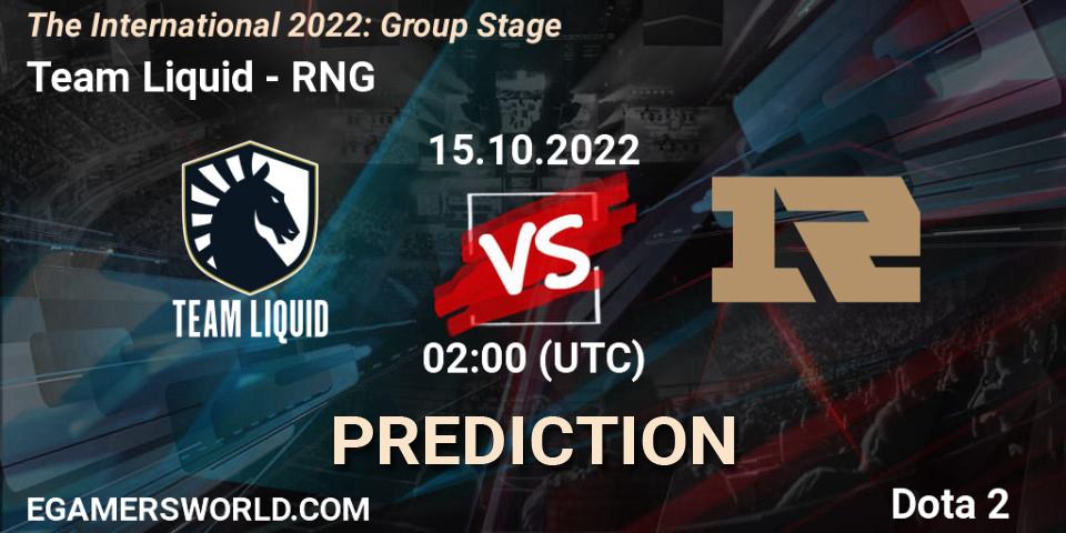 Team Liquid vs RNG: Betting TIp, Match Prediction. 15.10.22. Dota 2, The International 2022: Group Stage