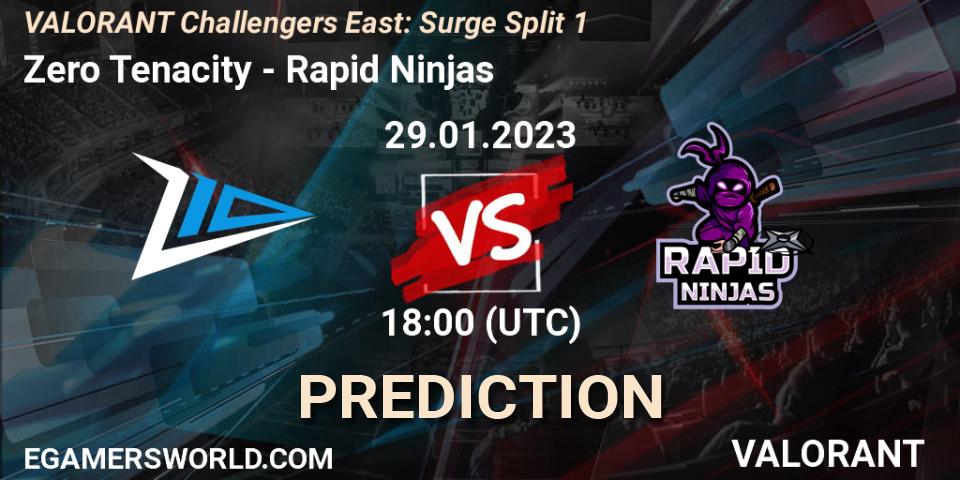 Zero Tenacity vs Rapid Ninjas: Betting TIp, Match Prediction. 29.01.23. VALORANT, VALORANT Challengers 2023 East: Surge Split 1