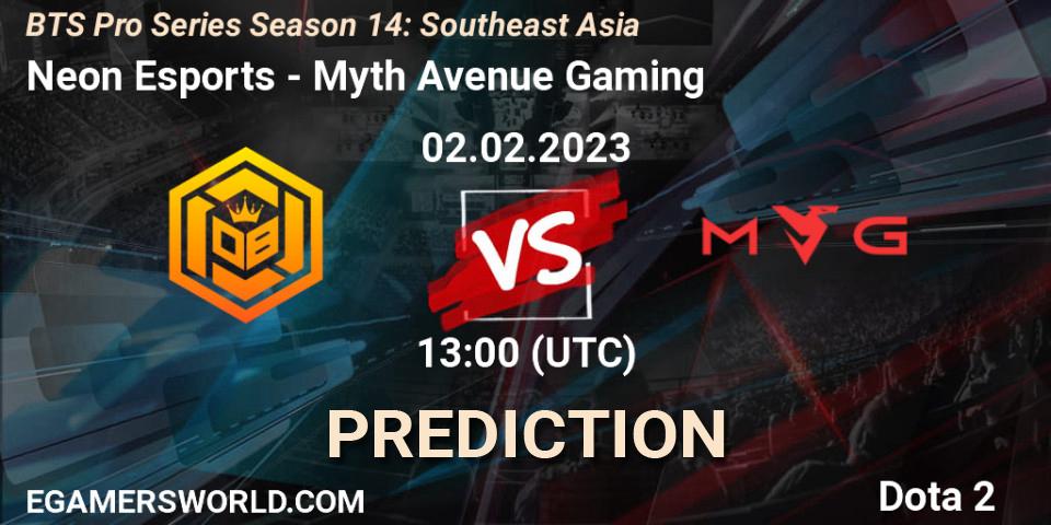 Neon Esports vs Myth Avenue Gaming: Betting TIp, Match Prediction. 02.02.23. Dota 2, BTS Pro Series Season 14: Southeast Asia