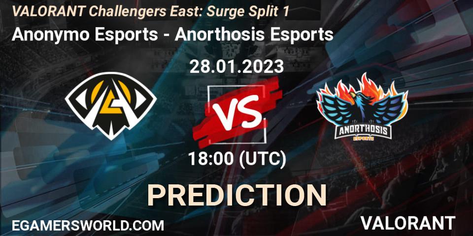Anonymo Esports vs Anorthosis Esports: Betting TIp, Match Prediction. 28.01.23. VALORANT, VALORANT Challengers 2023 East: Surge Split 1