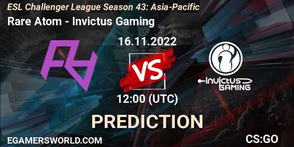 Rare Atom vs Invictus Gaming: Betting TIp, Match Prediction. 16.11.22. CS2 (CS:GO), ESL Challenger League Season 43: Asia-Pacific