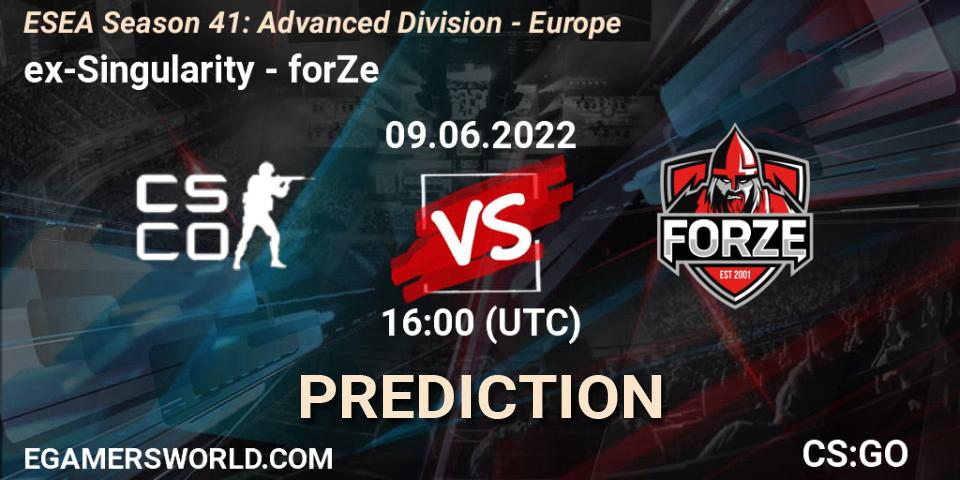 ex-Singularity vs forZe: Betting TIp, Match Prediction. 09.06.22. CS2 (CS:GO), ESEA Season 41: Advanced Division - Europe