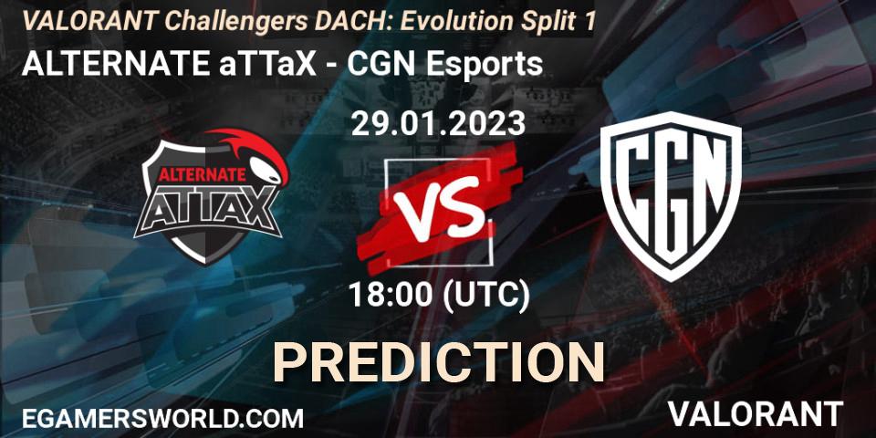 ALTERNATE aTTaX vs CGN Esports: Betting TIp, Match Prediction. 29.01.23. VALORANT, VALORANT Challengers 2023 DACH: Evolution Split 1