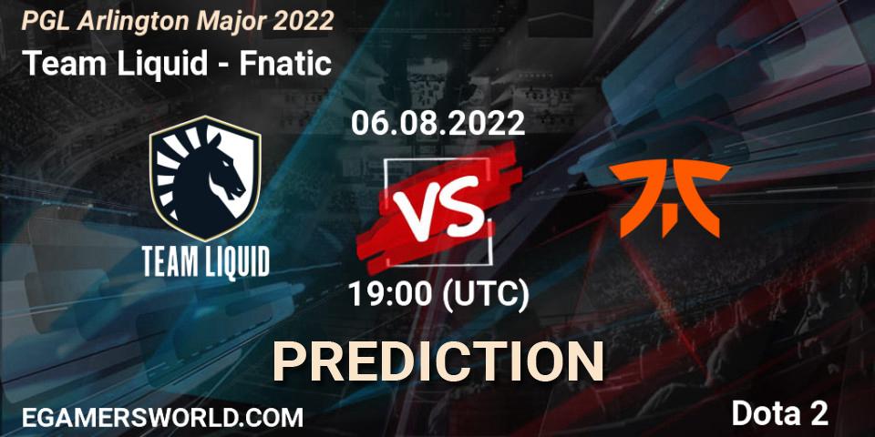 Team Liquid vs Fnatic: Betting TIp, Match Prediction. 06.08.22. Dota 2, PGL Arlington Major 2022 - Group Stage