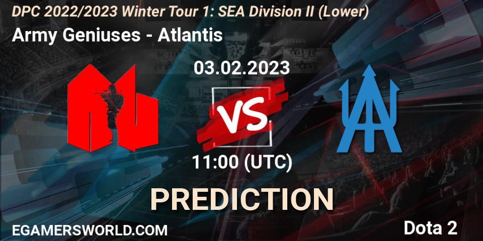 Army Geniuses vs Atlantis: Betting TIp, Match Prediction. 03.02.23. Dota 2, DPC 2022/2023 Winter Tour 1: SEA Division II (Lower)