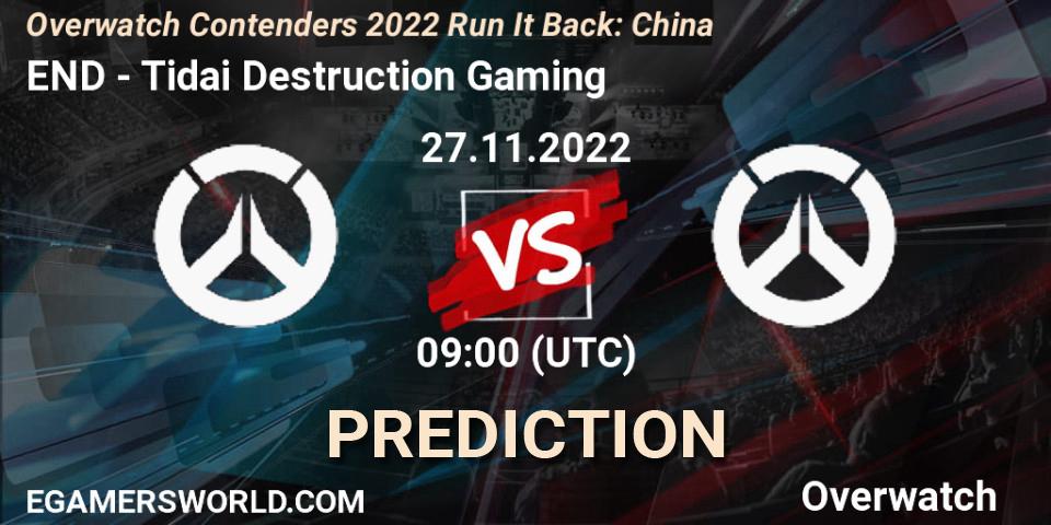 END vs Tidai Destruction Gaming: Betting TIp, Match Prediction. 27.11.22. Overwatch, Overwatch Contenders 2022 Run It Back: China