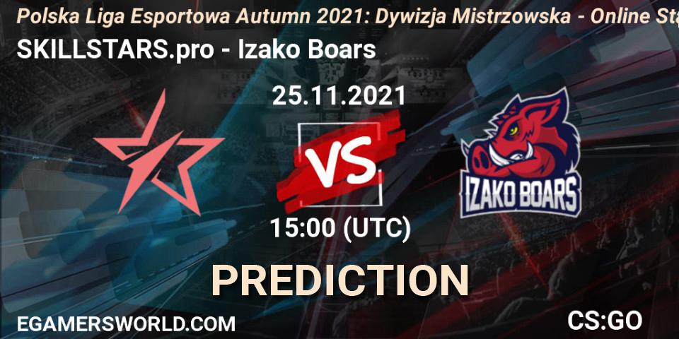 SKILLSTARS.pro vs Izako Boars: Betting TIp, Match Prediction. 25.11.21. CS2 (CS:GO), Polska Liga Esportowa Autumn 2021: Dywizja Mistrzowska - Online Stage