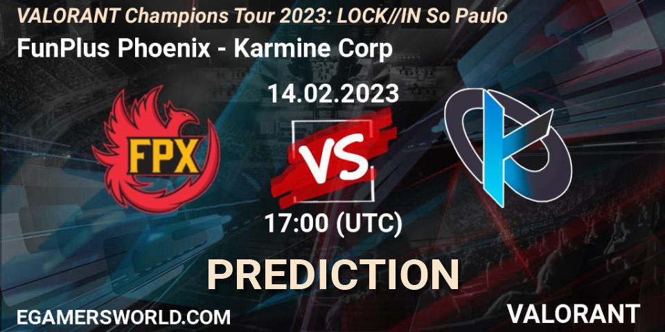 FunPlus Phoenix vs Karmine Corp: Betting TIp, Match Prediction. 14.02.23. VALORANT, VALORANT Champions Tour 2023: LOCK//IN São Paulo