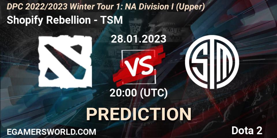 Shopify Rebellion vs TSM: Betting TIp, Match Prediction. 28.01.23. Dota 2, DPC 2022/2023 Winter Tour 1: NA Division I (Upper)