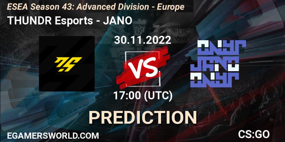 THUNDR Esports vs JANO: Betting TIp, Match Prediction. 30.11.22. CS2 (CS:GO), ESEA Season 43: Advanced Division - Europe