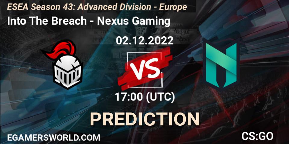 Into The Breach vs Nexus Gaming: Betting TIp, Match Prediction. 02.12.22. CS2 (CS:GO), ESEA Season 43: Advanced Division - Europe