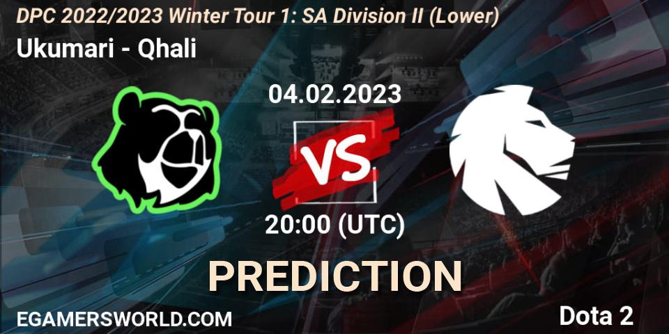 Ukumari vs Qhali: Betting TIp, Match Prediction. 04.02.23. Dota 2, DPC 2022/2023 Winter Tour 1: SA Division II (Lower)