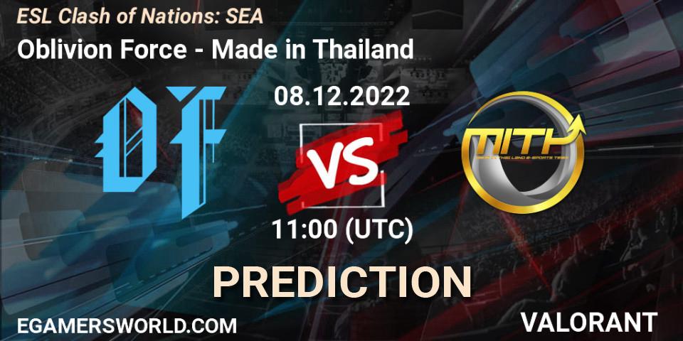 Oblivion Force vs Made in Thailand: Betting TIp, Match Prediction. 08.12.22. VALORANT, ESL Clash of Nations: SEA