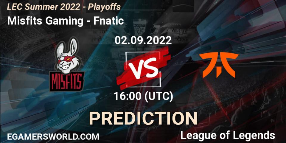 Misfits Gaming vs Fnatic: Betting TIp, Match Prediction. 02.09.22. LoL, LEC Summer 2022 - Playoffs