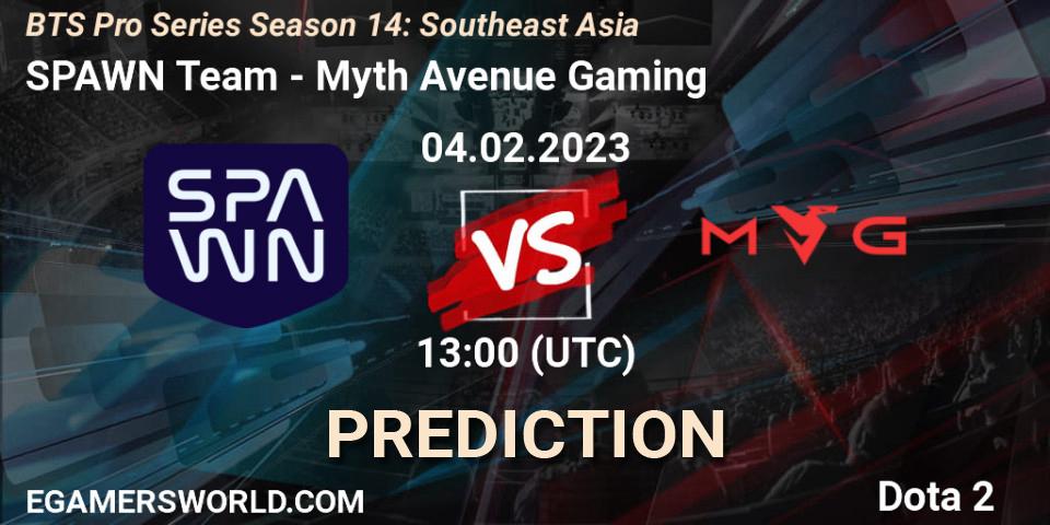 SPAWN Team vs Myth Avenue Gaming: Betting TIp, Match Prediction. 04.02.23. Dota 2, BTS Pro Series Season 14: Southeast Asia