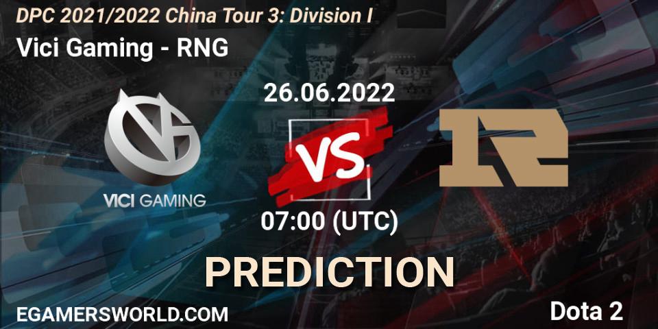 Vici Gaming vs RNG: Betting TIp, Match Prediction. 26.06.22. Dota 2, DPC 2021/2022 China Tour 3: Division I