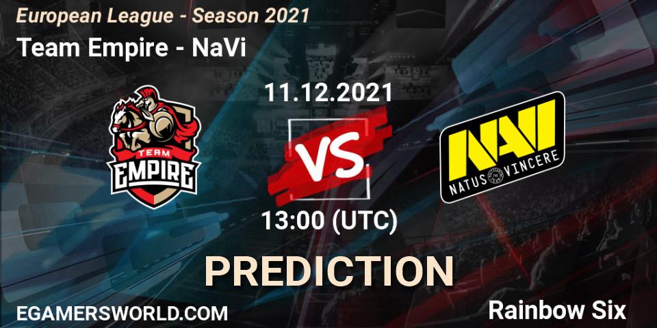 Team Empire vs NaVi: Betting TIp, Match Prediction. 11.12.21. Rainbow Six, European League - Season 2021