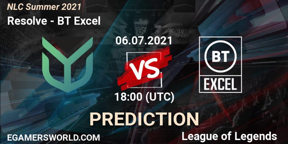 Resolve vs BT Excel: Betting TIp, Match Prediction. 06.07.21. LoL, NLC Summer 2021