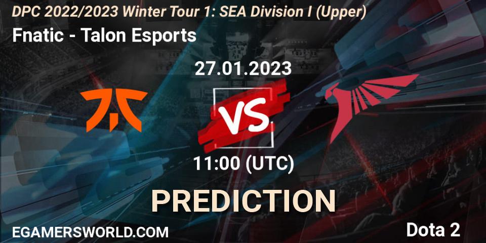 Fnatic vs Talon Esports: Betting TIp, Match Prediction. 27.01.23. Dota 2, DPC 2022/2023 Winter Tour 1: SEA Division I (Upper)
