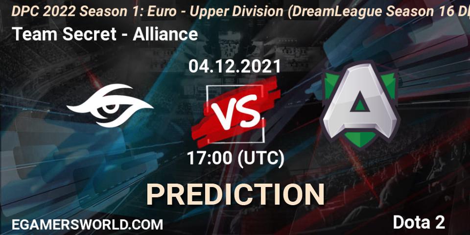 Team Secret vs Alliance: Betting TIp, Match Prediction. 04.12.21. Dota 2, DPC 2022 Season 1: Euro - Upper Division (DreamLeague Season 16 DPC WEU)