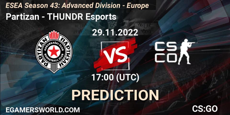Partizan vs THUNDR Esports: Betting TIp, Match Prediction. 29.11.22. CS2 (CS:GO), ESEA Season 43: Advanced Division - Europe
