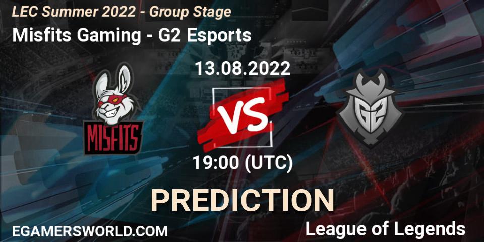 Misfits Gaming vs G2 Esports: Betting TIp, Match Prediction. 13.08.22. LoL, LEC Summer 2022 - Group Stage