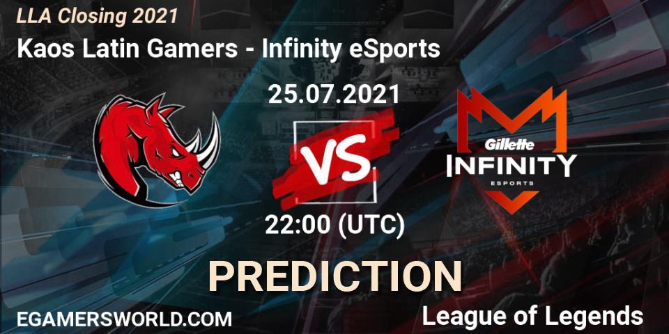 Kaos Latin Gamers vs Infinity eSports: Betting TIp, Match Prediction. 25.07.21. LoL, LLA Closing 2021