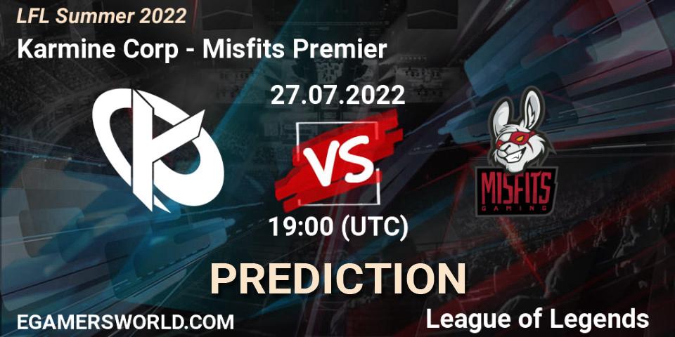 Karmine Corp vs Misfits Premier: Betting TIp, Match Prediction. 27.07.22. LoL, LFL Summer 2022