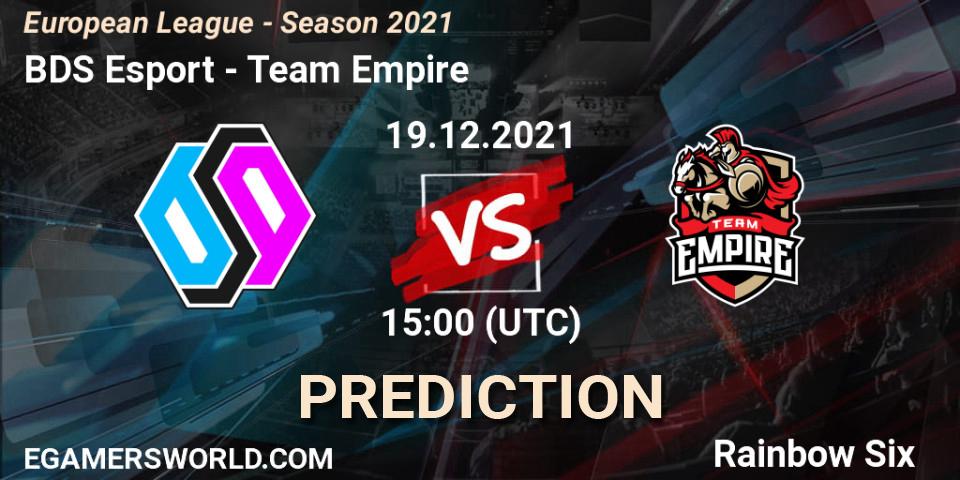BDS Esport vs Team Empire: Betting TIp, Match Prediction. 19.12.21. Rainbow Six, European League - Season 2021