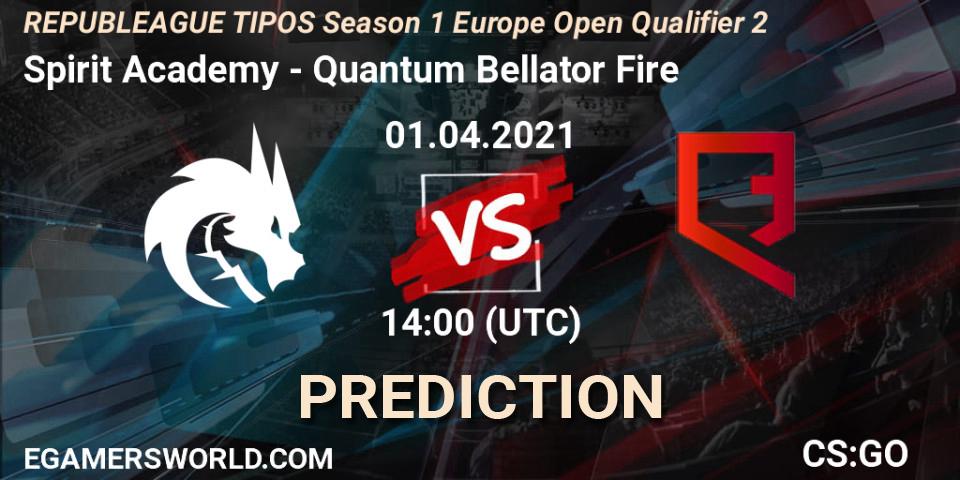 Spirit Academy vs Quantum Bellator Fire: Betting TIp, Match Prediction. 01.04.21. CS2 (CS:GO), REPUBLEAGUE TIPOS Season 1 Europe Open Qualifier 2