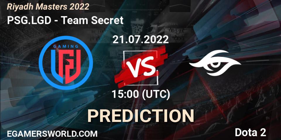 PSG.LGD vs Team Secret: Betting TIp, Match Prediction. 21.07.22. Dota 2, Riyadh Masters 2022