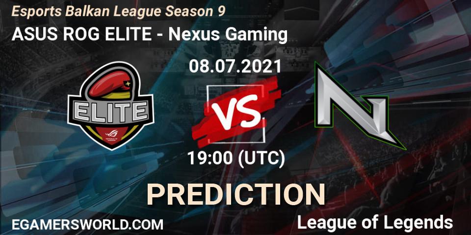ASUS ROG ELITE vs Nexus Gaming: Betting TIp, Match Prediction. 08.07.21. LoL, Esports Balkan League Season 9