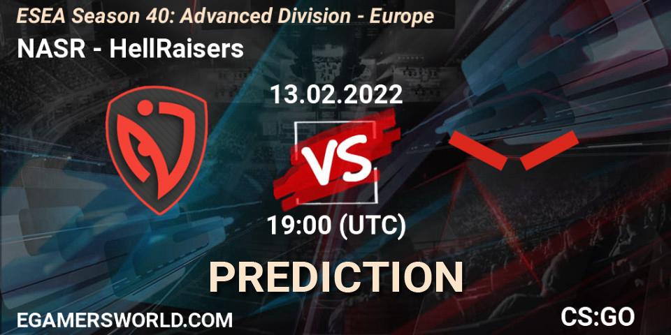 NASR vs HellRaisers: Betting TIp, Match Prediction. 13.02.22. CS2 (CS:GO), ESEA Season 40: Advanced Division - Europe