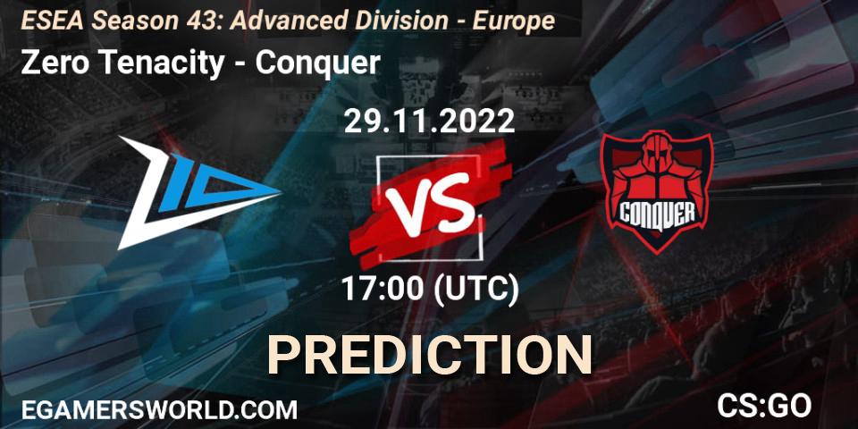 Zero Tenacity vs Conquer: Betting TIp, Match Prediction. 29.11.22. CS2 (CS:GO), ESEA Season 43: Advanced Division - Europe