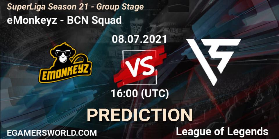 eMonkeyz vs BCN Squad: Betting TIp, Match Prediction. 08.07.21. LoL, SuperLiga Season 21 - Group Stage 