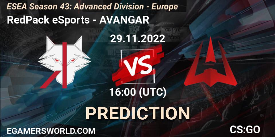RedPack eSports vs AVANGAR: Betting TIp, Match Prediction. 29.11.22. CS2 (CS:GO), ESEA Season 43: Advanced Division - Europe