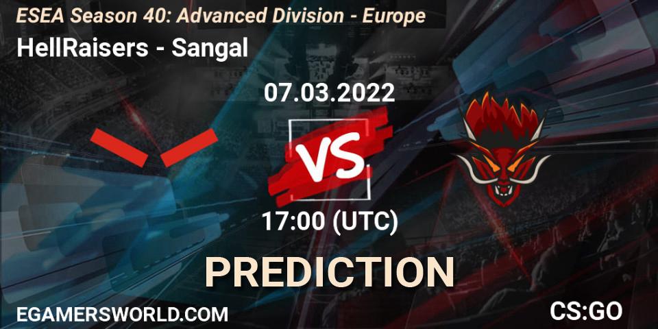 HellRaisers vs Sangal: Betting TIp, Match Prediction. 07.03.22. CS2 (CS:GO), ESEA Season 40: Advanced Division - Europe