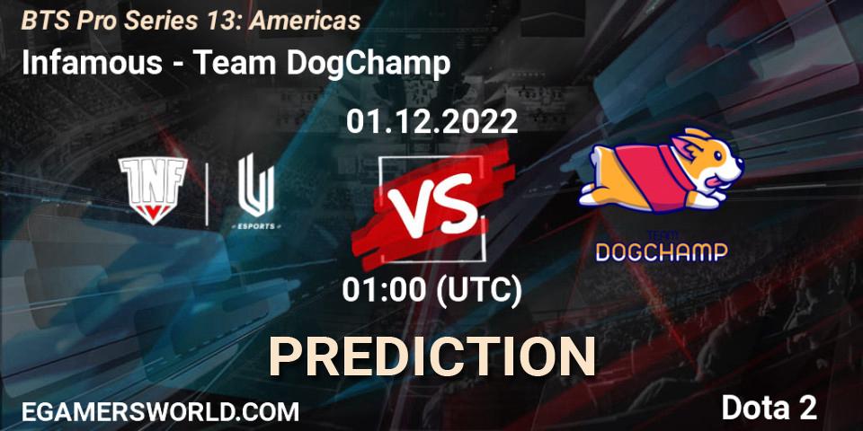 Infamous vs Team DogChamp: Betting TIp, Match Prediction. 01.12.22. Dota 2, BTS Pro Series 13: Americas