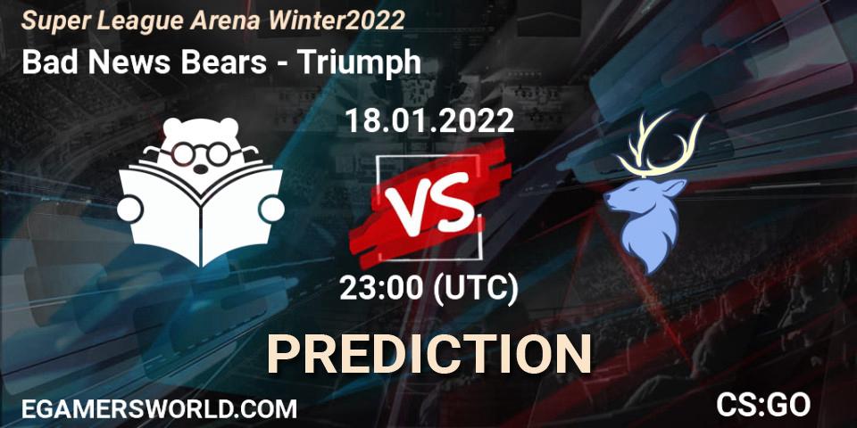 Bad News Bears vs Triumph: Betting TIp, Match Prediction. 18.01.22. CS2 (CS:GO), Super League Arena Winter 2022