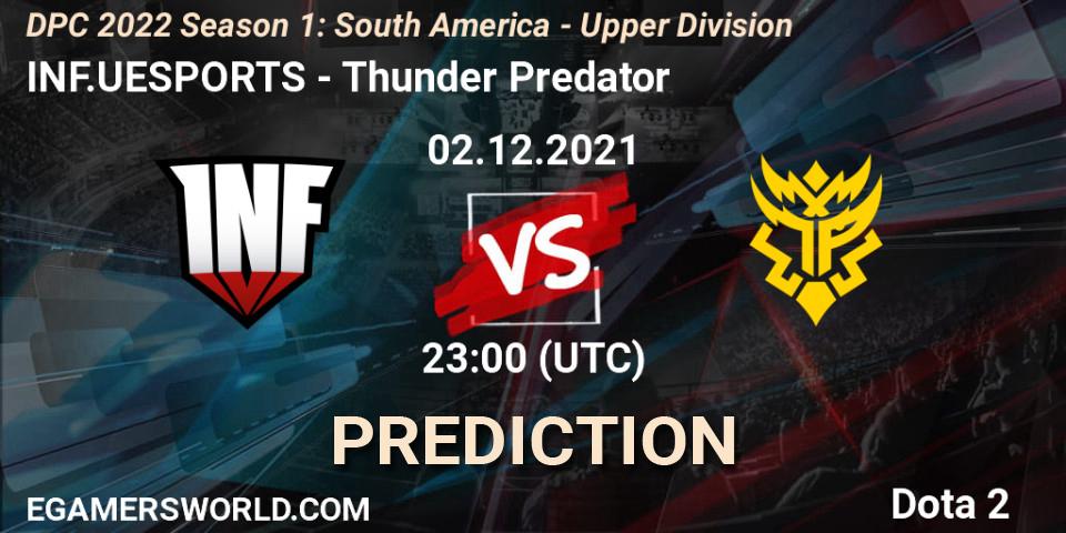 INF.UESPORTS vs Thunder Predator: Betting TIp, Match Prediction. 02.12.21. Dota 2, DPC 2022 Season 1: South America - Upper Division