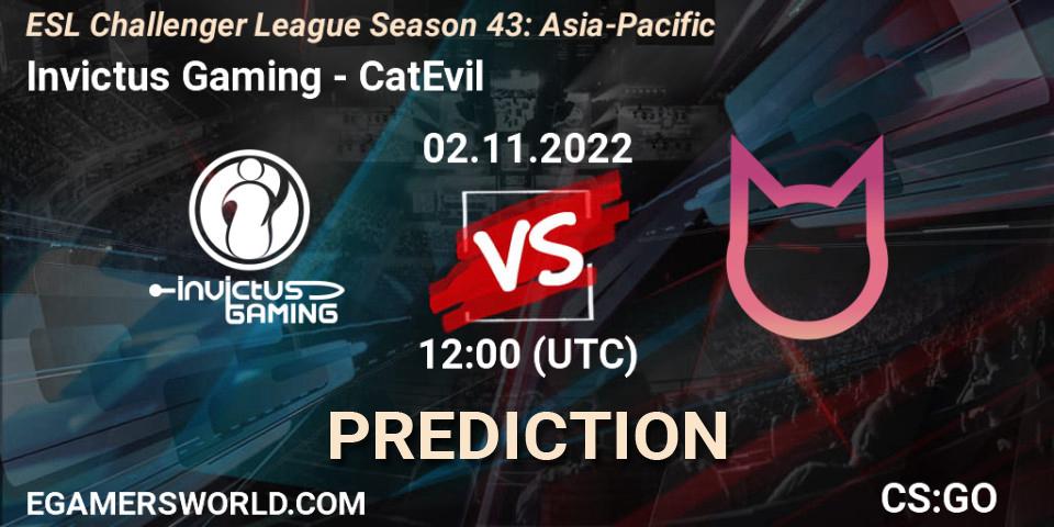 Invictus Gaming vs CatEvil: Betting TIp, Match Prediction. 02.11.22. CS2 (CS:GO), ESL Challenger League Season 43: Asia-Pacific