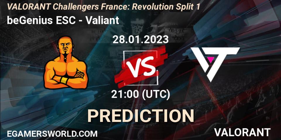 beGenius ESC vs Valiant: Betting TIp, Match Prediction. 28.01.23. VALORANT, VALORANT Challengers 2023 France: Revolution Split 1