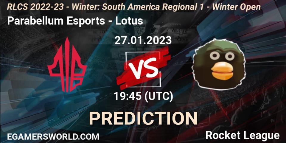 Parabellum Esports vs Lotus: Betting TIp, Match Prediction. 27.01.23. Rocket League, RLCS 2022-23 - Winter: South America Regional 1 - Winter Open