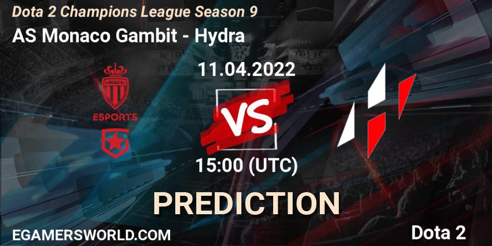 AS Monaco Gambit vs Hydra: Betting TIp, Match Prediction. 11.04.22. Dota 2, Dota 2 Champions League Season 9