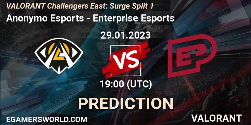 Anonymo Esports vs Enterprise Esports: Betting TIp, Match Prediction. 29.01.23. VALORANT, VALORANT Challengers 2023 East: Surge Split 1
