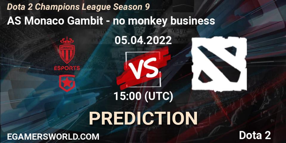 AS Monaco Gambit vs no monkey business: Betting TIp, Match Prediction. 05.04.22. Dota 2, Dota 2 Champions League Season 9