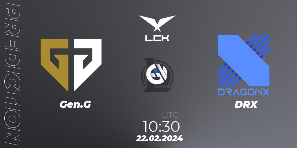 Gen.G vs DRX: Betting TIp, Match Prediction. 22.02.24. LoL, LCK Spring 2024 - Group Stage
