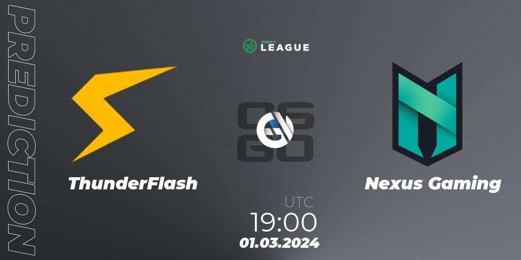 ThunderFlash vs Nexus Gaming: Betting TIp, Match Prediction. 01.03.24. CS2 (CS:GO), ESEA Season 48: Advanced Division - Europe